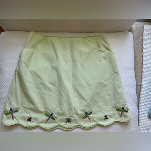 Embellished Green A-Line Mini Skirt for Casual Wear